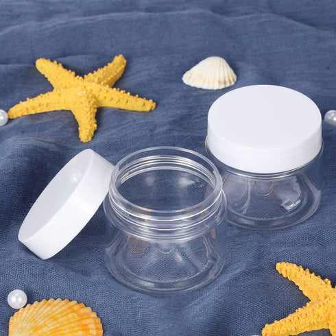 SATINIOR 6 Pack 3 oz Plastic Jars Containers with Lids Wide-mouth Refillable Leakproof Reusable Round Empty Jars for Travel Cosmetic Dry Food Spic...
